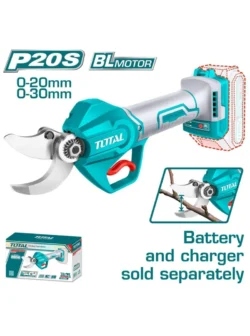 Tijera inalámbrica cortasetos Total Tools TSSLI20308 con capacidad de corte de 20 a 30 mm.