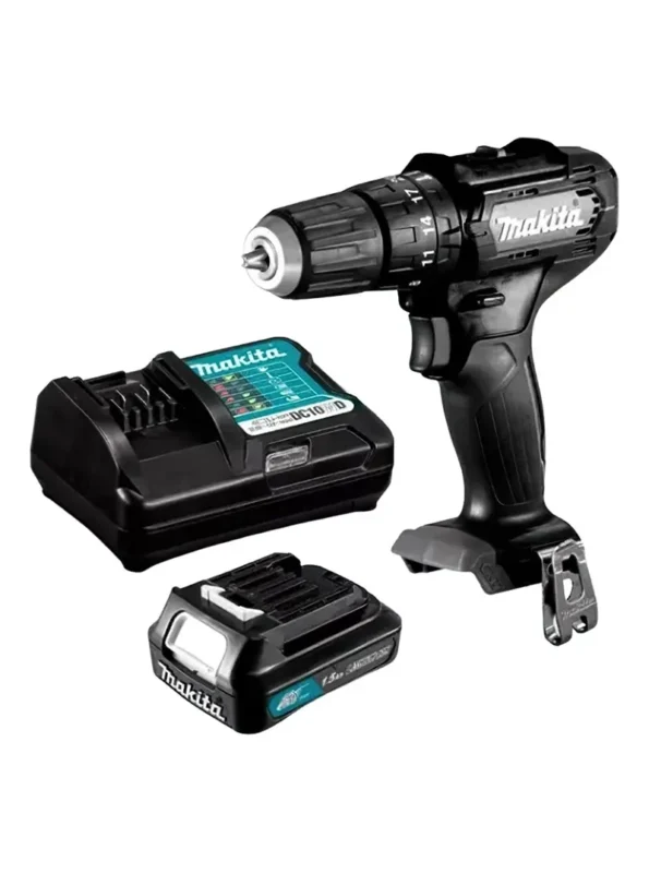 Taladro Inalámbrico Percutor 3/8" 12V 1 Bateria 1.5Ah + Cargador + Brocas HP333DYX3B Makita