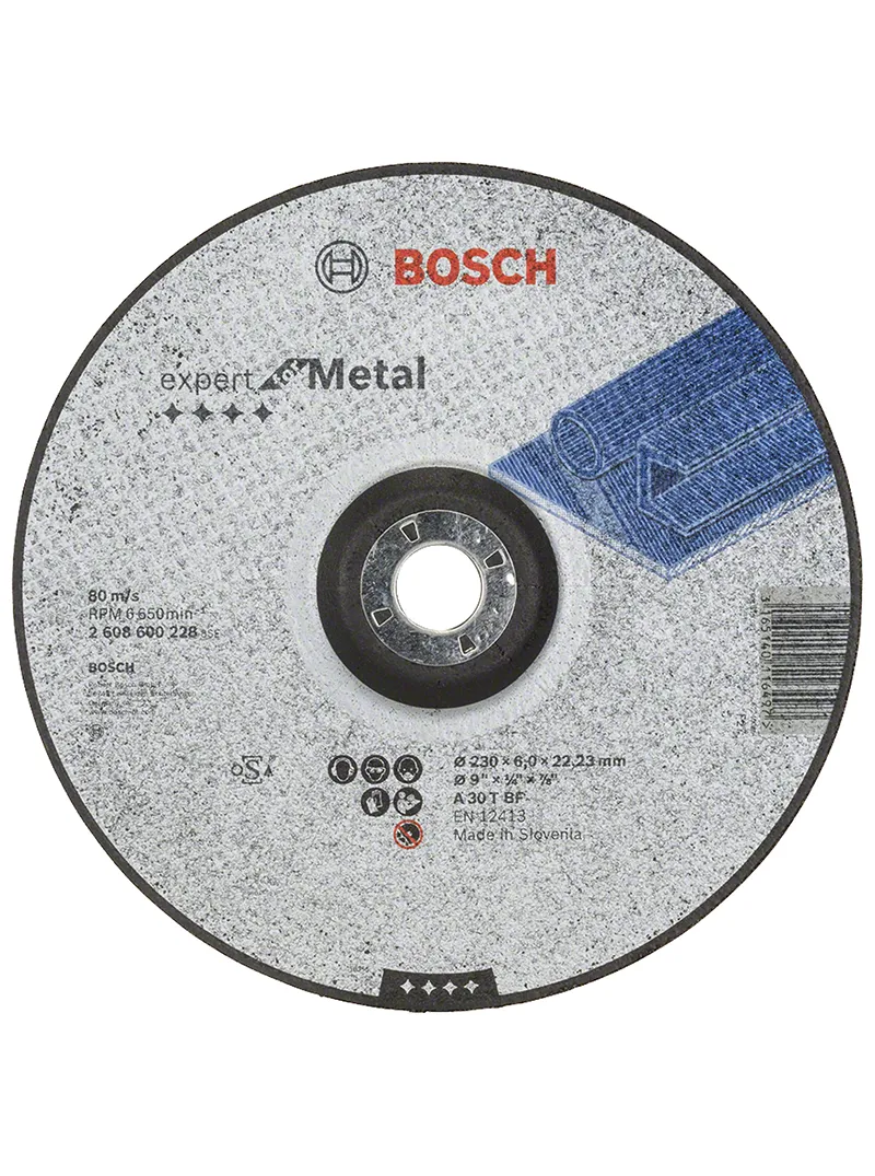 Disco abrasivo pulir metal T27 9" x 1/4" BOSCH disco abrasivo BOSCH tipo 27 de 9 pulgadas x 1-4 pulgada para pulido y desbaste de metal