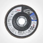disco flap BOSCH de 4 1-2 pulgadas x 7-8 grano 120 con base de fibra para acabado de metal