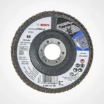 disco flap BOSCH de 4 1-2 pulgadas x 7-8 grano 60 con base de fibra para desbaste de metal