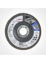 disco flap BOSCH de 4 1-2 pulgadas x 7-8 grano 60 con base de fibra para desbaste de metal