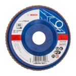disco flap BOSCH de 4 1-2 pulgadas x 7-8 grano 60 con base plastica para desbaste de metal