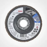 disco flap BOSCH de 4 1-2 pulgadas x 7-8 grano 80 con base de fibra para desbaste y acabado de metal