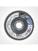 disco flap BOSCH de 4 1-2 pulgadas x 7-8 grano 80 con base de fibra para desbaste y acabado de metal