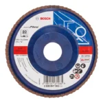 disco flap BOSCH de 4 1-2 pulgadas x 7-8 grano 80 con base plastica para desbaste y acabado de metal