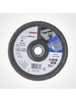 disco flap BOSCH de 7 pulgadas x 7-8 grano 40 con base de fibra para desbaste de metal