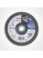 disco flap BOSCH de 7 pulgadas x 7-8 grano 60 con base de fibra para desbaste de metal