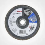 disco flap BOSCH de 7 pulgadas x 7-8 grano 80 con base de fibra para desbaste y acabado de metal