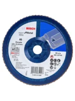 disco flap BOSCH de 7 pulgadas x 7-8 grano 60 con base plastica para desbaste de metal