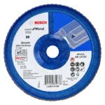 disco flap BOSCH de 7 pulgadas x 7-8 grano 80 con base plastica para desbaste y acabado de metal