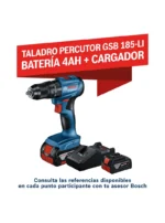 TALADRO INALÁMBRICO PERCUTOR BATERÍA 4.0Ah GSB 185-LI BOSCH