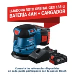 LIJADORA INALÁMBRICA ROTO ORBITAL GEX 185  5" + PILA + CARGADOR BOSCH