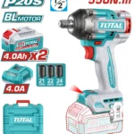 llave de impacto inalámbrica 1/2 TOTAL con 2 baterías 4 Ah y 3 copas para trabajo mecánico