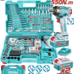 llave de impacto inalámbrica 1/2 500 Nm TOTAL con batería 4 Ah y kit de herramientas 172 piezas