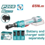 rachet inalámbrico 3/8 65 Nm TOTAL TDRLI206521 con 3 copas para trabajos mecánicos