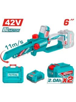 sierra de cadena inalámbrica 6 pulgadas 42V TOTAL con 2 baterías 2 Ah para poda y corte