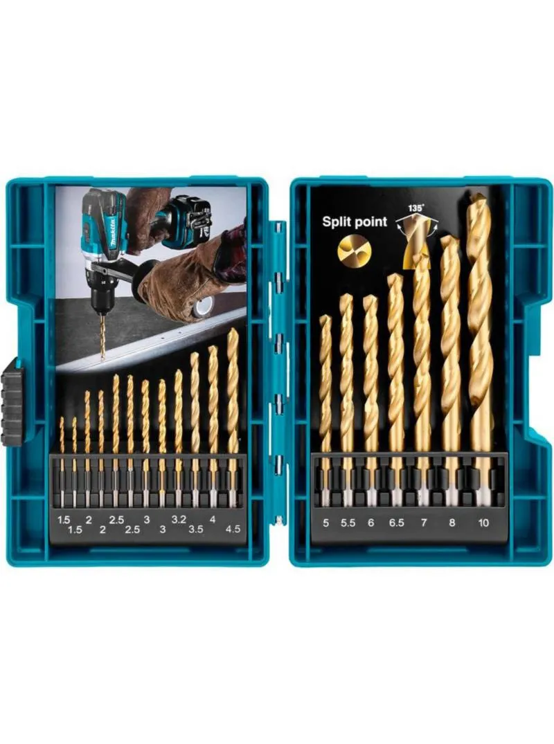 BROCAS HSS TITANIO 116 a 12 JUEGO 18 PIEZAS D-70471 MAKITA BROCAS HSS TITANIO 116 a 12 JUEGO 18 PIEZAS D-70471 MAKITA