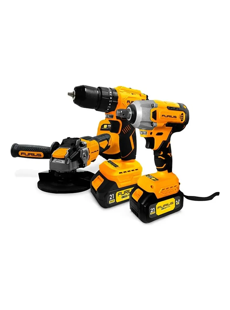 LLAVE IMPACTO 213B + TALADRO 2113 + PULIDORA FAG20B + 2 BATERÍAS 4AH + CARGADOR FURIUS FB213KIT (2) LLAVE IMPACTO 213B + TALADRO 2113 + PULIDORA FAG20B + 2 BATERÍAS 4AH + CARGADOR FURIUS FB213KIT