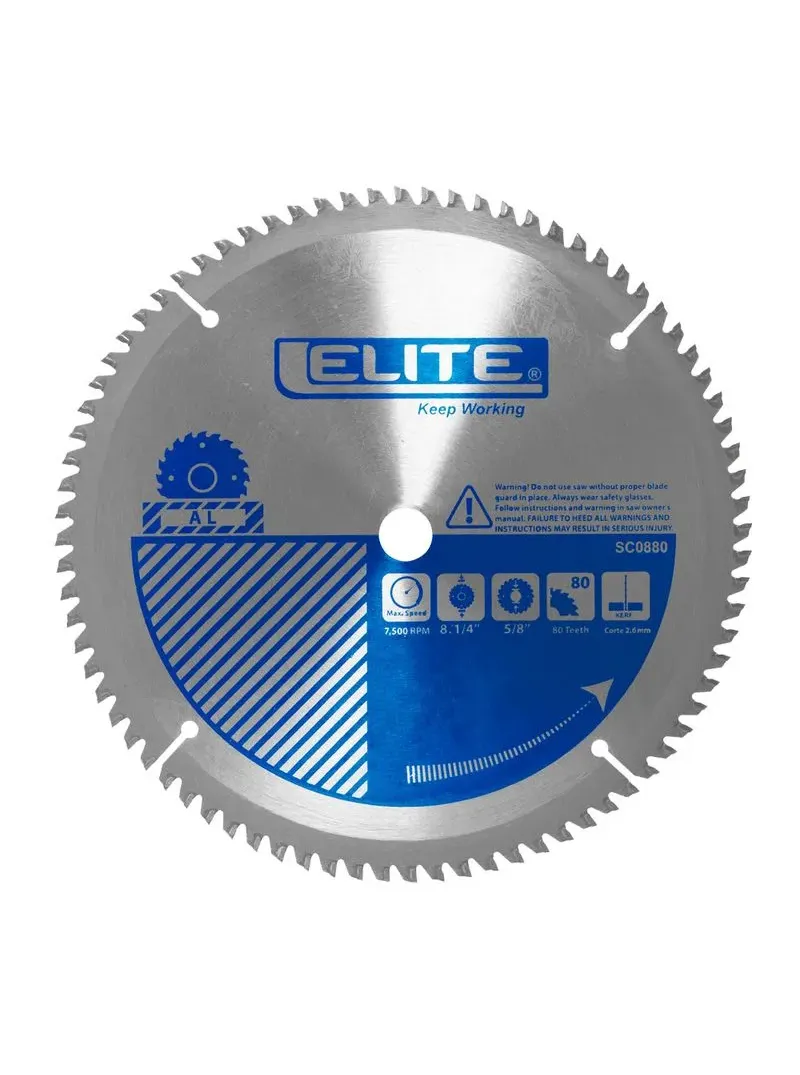 SIERRA CIRCULAR DE TUNGSTENO PARA ALUMINIO 8.14 x 80 dts x 58 ELITE SC0880 SIERRA CIRCULAR DE TUNGSTENO PARA ALUMINIO 8.14 x 80 dts x 58 ELITE SC0880