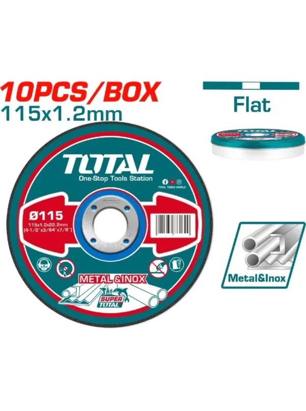 SET 10 DISCOS DE CORTE ABRASIVOS 4.1/2" X 1.2mm TAC2211155 TOTAL