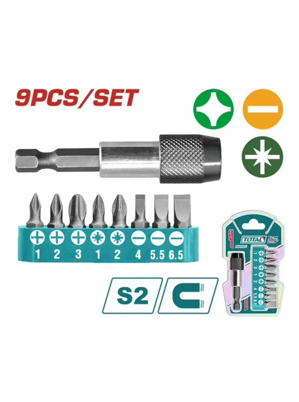 PUNTAS SURTIDAS + PORTA PUNTAS DE 9 PIEZAS TACSD3091 TOTAL