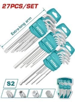 LLAVE BRISTOL + LLAVES TORK 18 PIEZAS 1.5 A 10 Y T10-50 THT106KT0271 TOTAL TOOLS