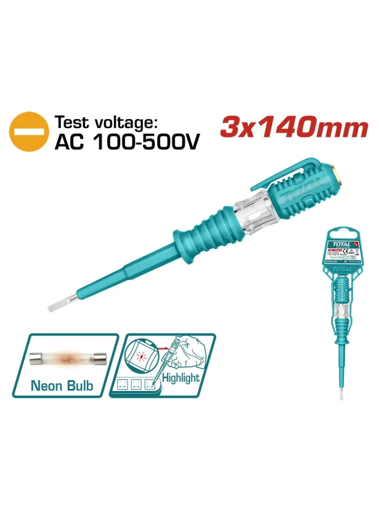 DESTORNILLADOR TESTER AC 3" 100-500V THT291408 TOTAL TOOLS