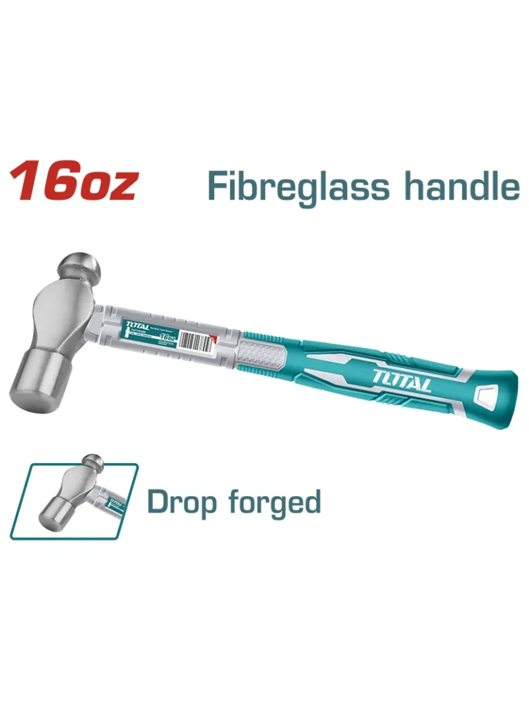 MARTILLO DE BOLA MANGO FIBRA 1 LIBRA THT74166 TOTAL TOOLS