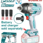 LLAVE DE IMPACTO INALÁMBRICA DE 1/2" CON 3 COPAS TIWLI20851 TOTAL TOOLS