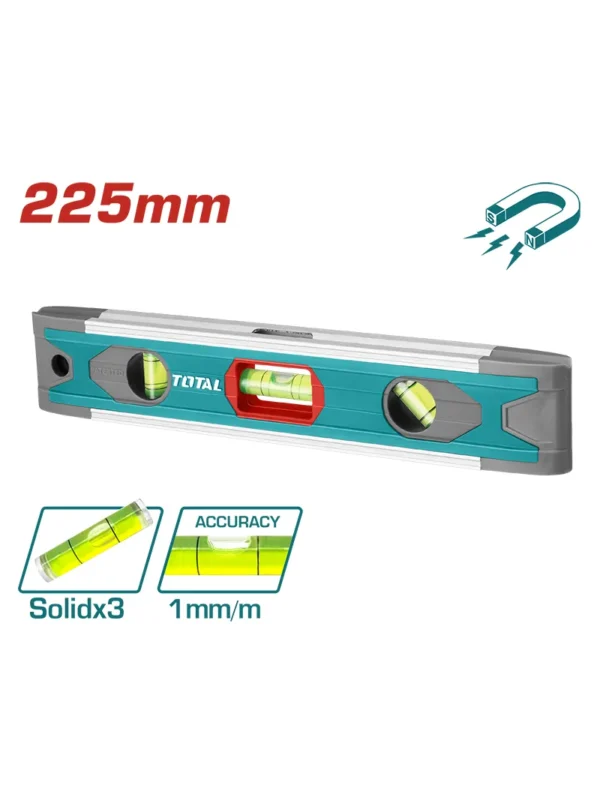 NIVEL TORPEDO DE TRES GOTAS 9" TMT2235 TOTAL TOOLS