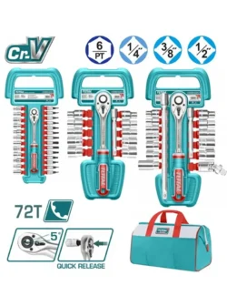 Set de 57 copas de 1/4" 3/8" Y 1/2" + Mochila TOS23092 Total