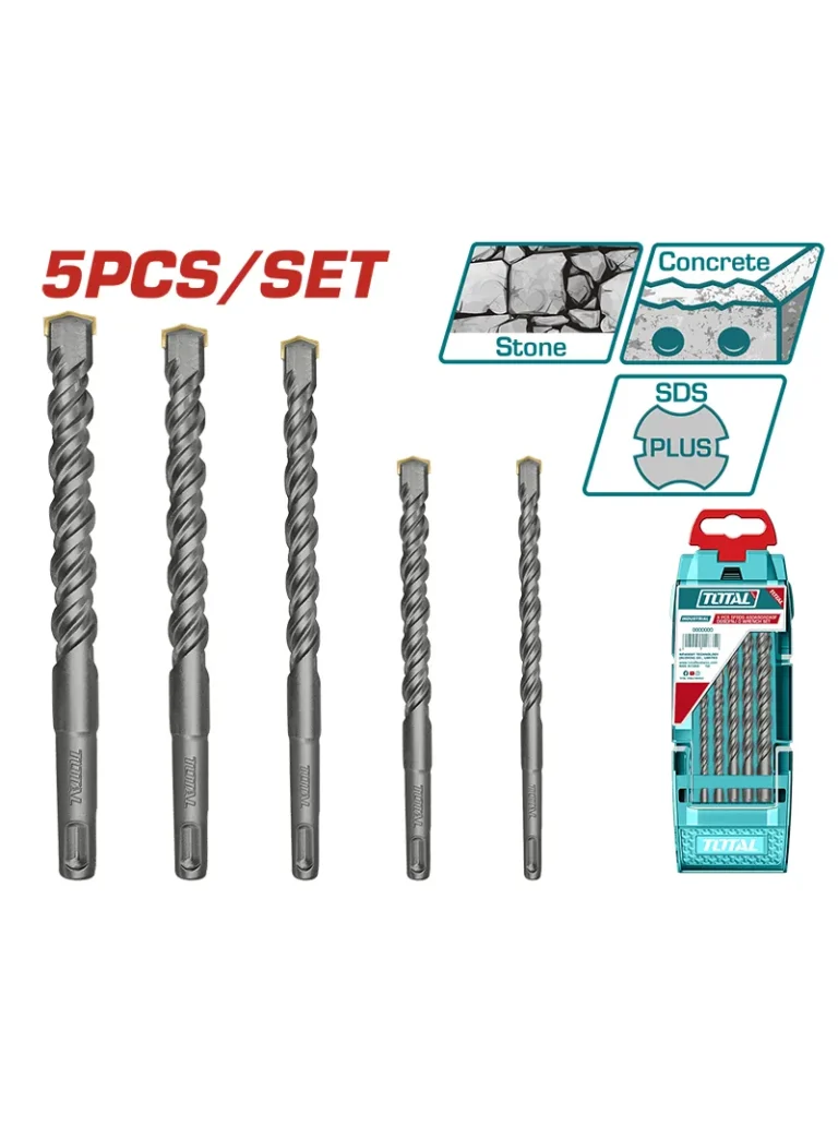 JUEGO DE 5 BROCAS DE TUNGSTENO SDS PLUS UTAC190501 TOTAL TOOLS