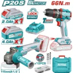 PULIDORA INALÁMBRICA 20V + TALADRO PERCUTOR 1/2" UTCKLI20273 TOTAL TOOLS