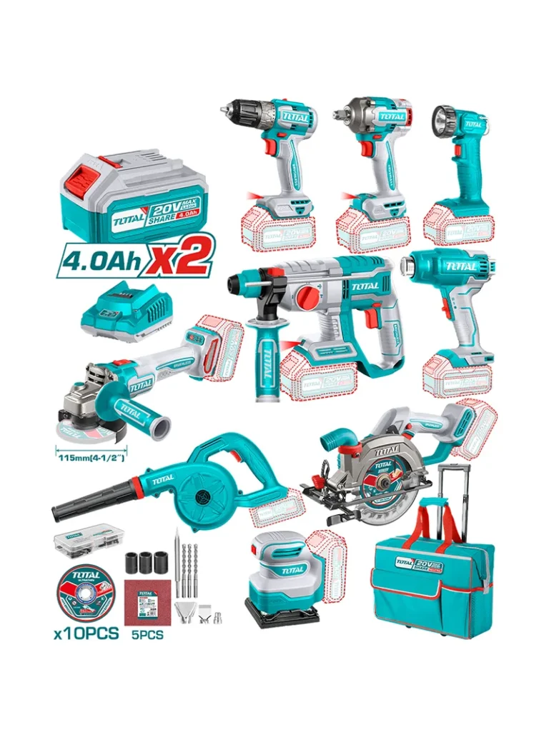 COMBO 9 HERRAMIETAS INALÁMBRICAS INDUSTRIALES 20 V UTCKLI2098 TOTAL TOOLS