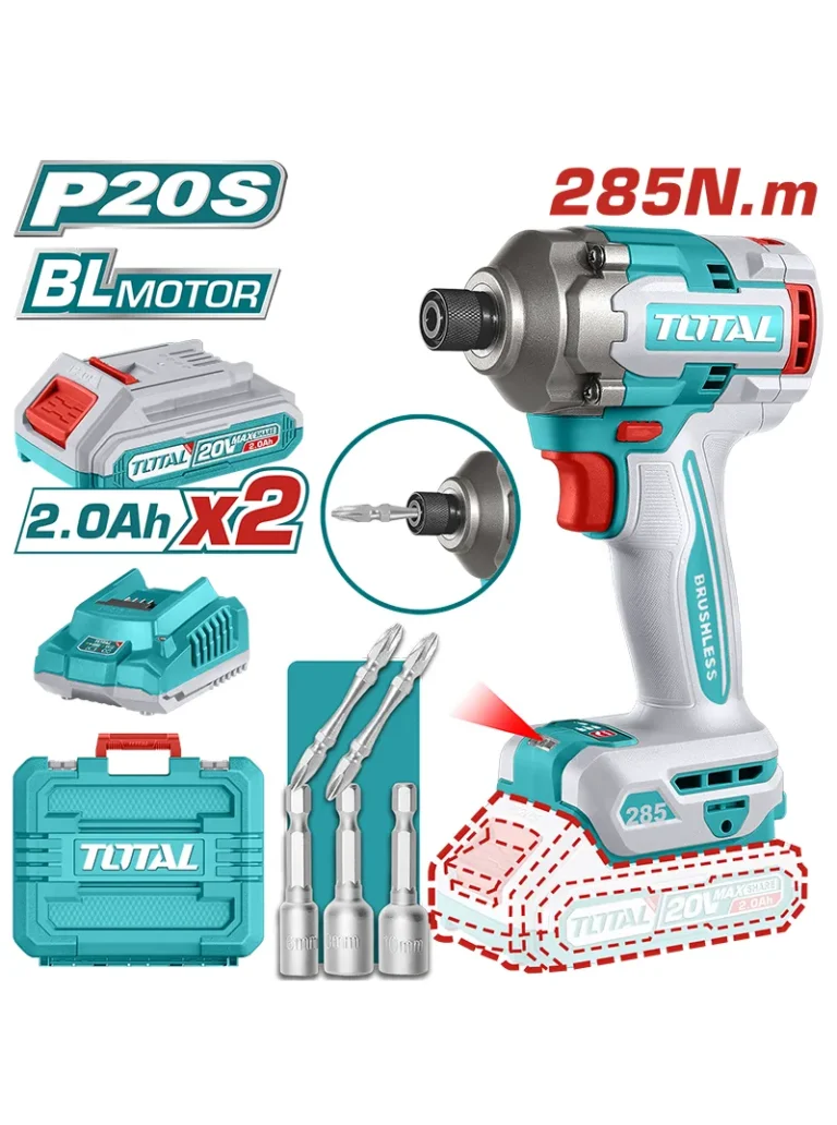 DESTORNILLADOR INALÁMBRICO DE IMPACTO 1/4" CON 2 PILAS UTIRLI2028 TOTAL TOOLS