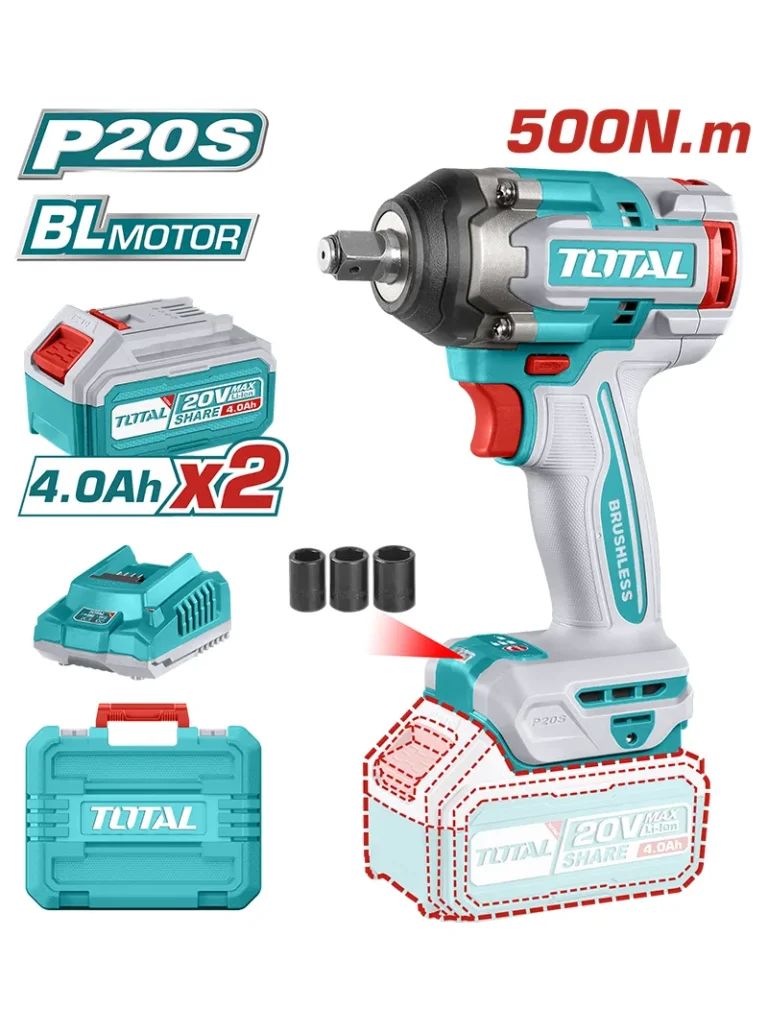 LLAVE DE IMPACTO INALÁMBRICA 20V 1/2" 2 BATERÍAS UTIWLI2050 TOTAL TOOLS