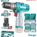 TALADRO INALÁMBRICO PERCUTOR DE 12V 3/8" + PILAS + CARGADOR UTOSLI240467 TOTAL TOOLS