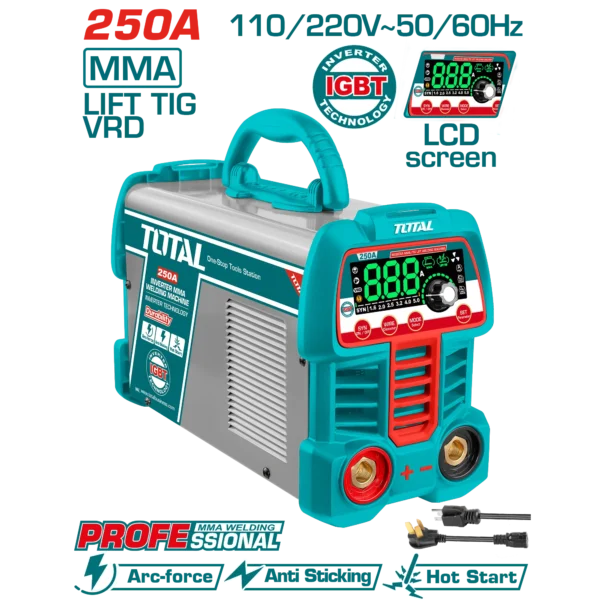 EQUIPO INVERSOR DE SOLDADURA 110/220V 250AH UTW225069 TOTAL TOOLS