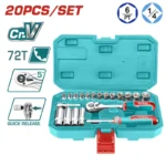 LLAVE COPA CORTAS Y LARGAS JUEGO 20 PIEZAS 1/4" THT141201 TOTAL TOOLS