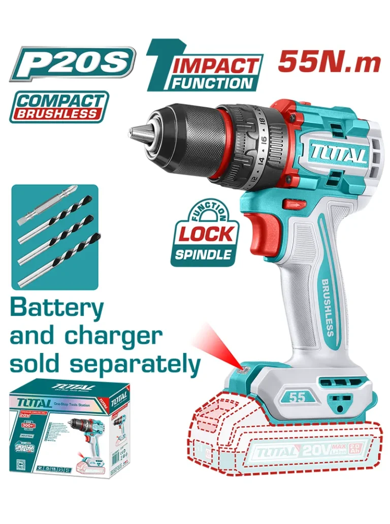 TALADRO INALÁMBRICO PERCUTOR 1/2" 20V TIDLI205581 TOTAL TOOLS