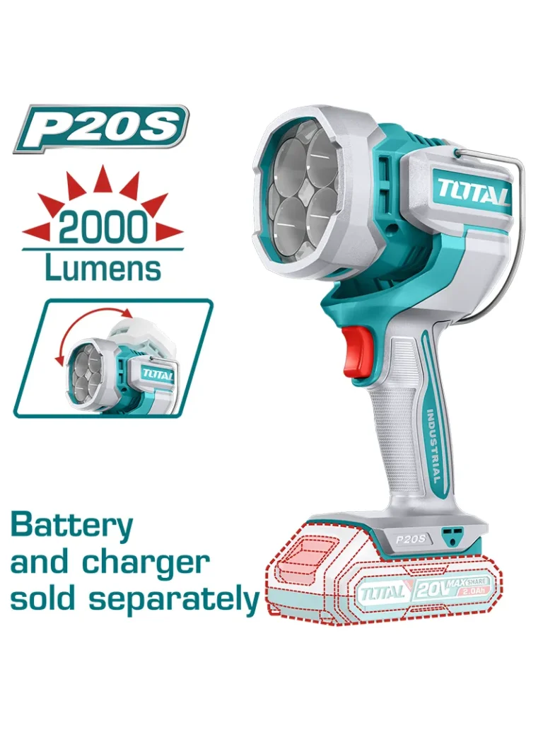 LINTERNA INALÁMBRICA LED 2000 LUMENES 20V TWLI2088 TOTAL TOOLS