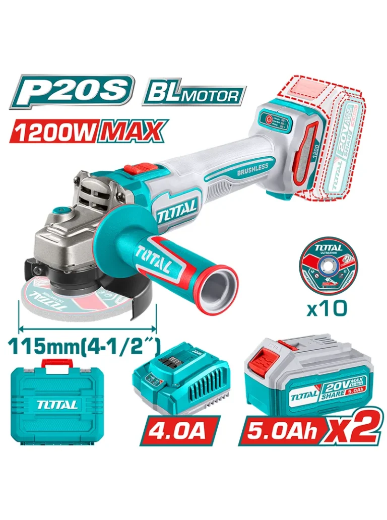 PULIDORA INALÁMBRICA 4.1/2" + DISCOS UTAGLI2211532 TOTAL TOOLS