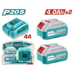 KIT DE 2 BATERÍAS 20V 4 AH + CARGADOR CARGA RÁPIDA UTFBCPK1424 TOTAL TOOLS