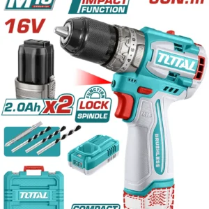 TALADRO INALÁMBRICO PERCUTOR 1/2" 16V 2 PILAS + CARGADOR UTIDLI16682 TOTAL TOOLS