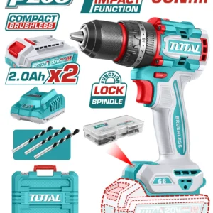TALADRO INALÁMBRICO PERCUTOR 1/2" 2 PILAS + CARGADOR UTIDLI20668 TOTAL TOOLS