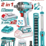 LLAVE INALÁMBRICA DE IMPACTO 2 PILAS 1/2" + CARGADOR + COPAS + LAMPARA UTOSLI23048 TOTAL TOOLS