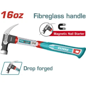MARTILLO DE UÑA 16 OZ MANGO FIBRA THCH61016 TOTAL TOOLS