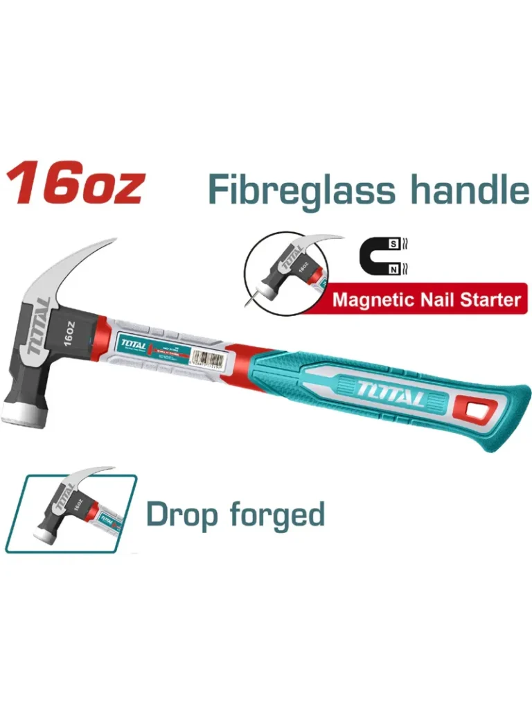 MARTILLO DE UÑA 16 OZ MANGO FIBRA THCH61016 TOTAL TOOLS