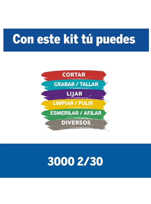 MOTOTOOL 30 ACCESORIOS + GUAYA 3000PP DREMEL